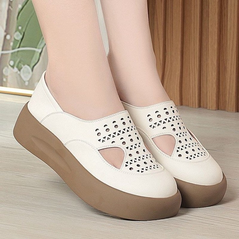 Women Shoes For Walking - Women Hollow Cutout Platform Slip On