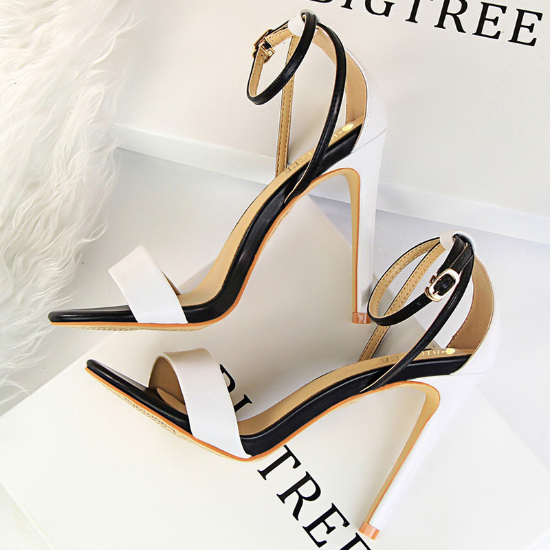 Women Shoes Formal - Women Black-White Concise Leather 11cm High