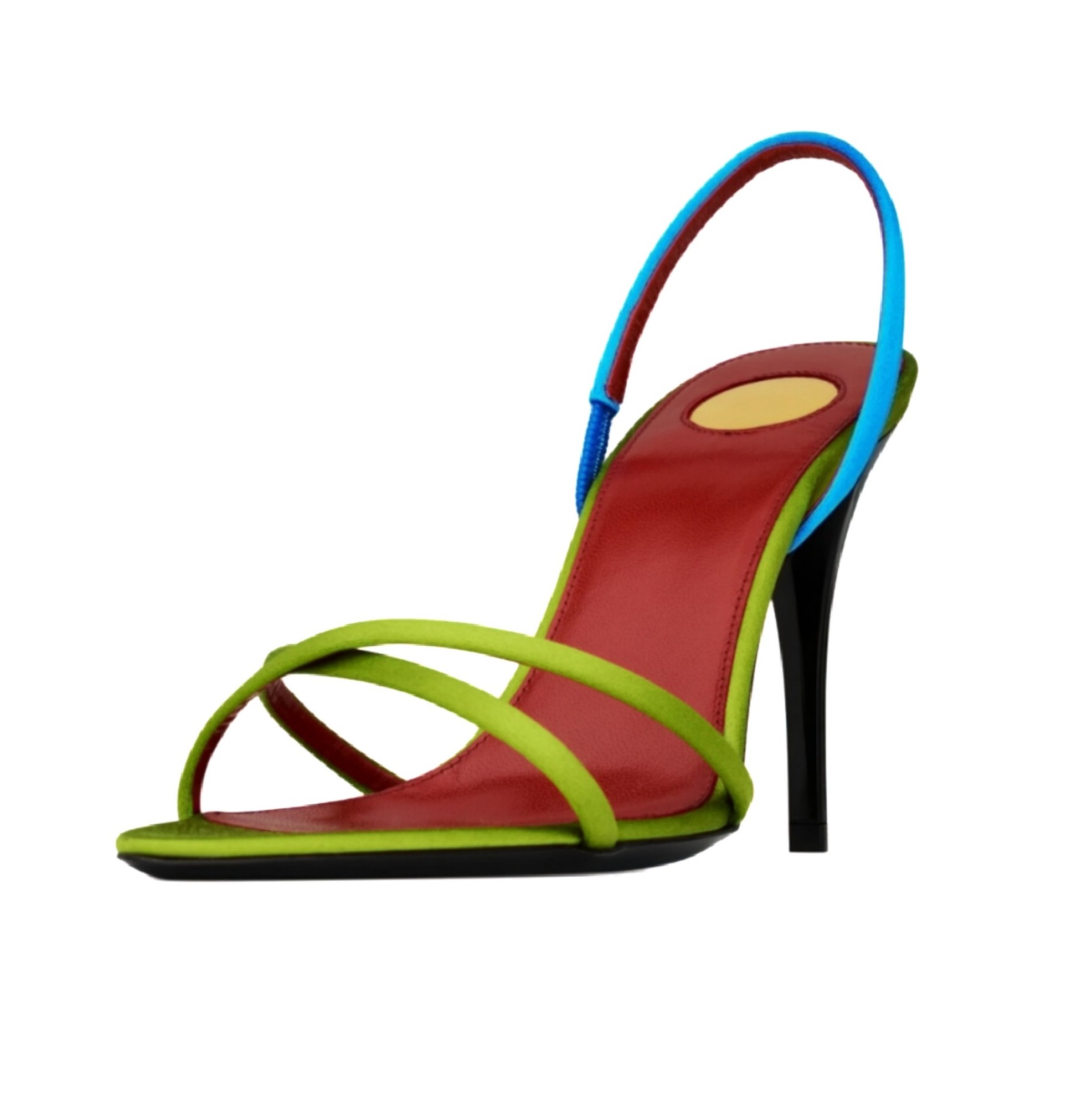 Square Toe Mule - Women's Color Block Satin Crisscross Strap