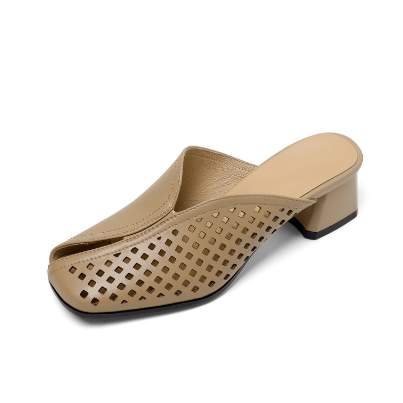 Women'S Shoes In Wide Width - Heels Slippers Thick Heel Slip-On Big