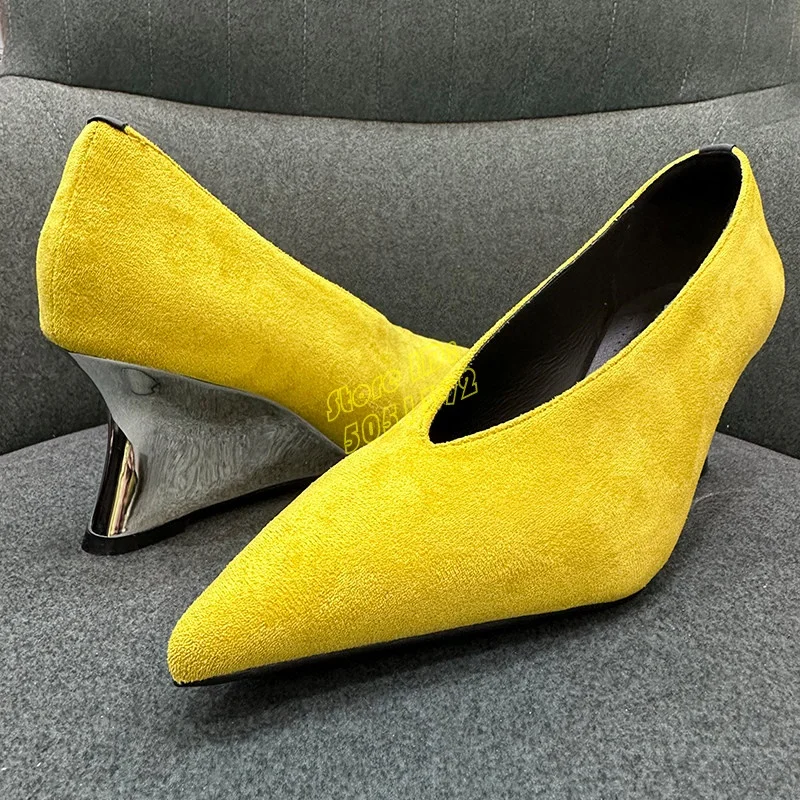 Yellow Suede Slip On Pumps Wed - Women'S Shoes Burgundy review and price