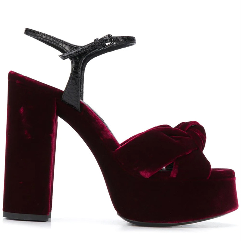 Burgundy Velvet Knot Peep Toe  - Women'S Shoes Burgundy review and price