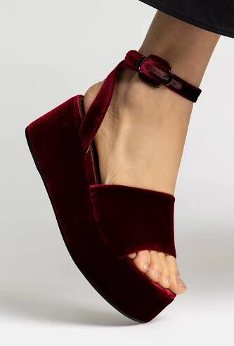 Burgundy Velvet Round Open Toe - Women'S Shoes Burgundy review and price