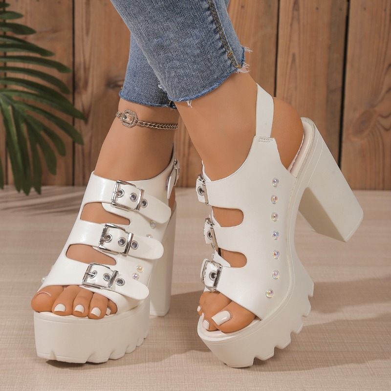 Super High Heel Sandals Summer - Square Toe Mule review and price