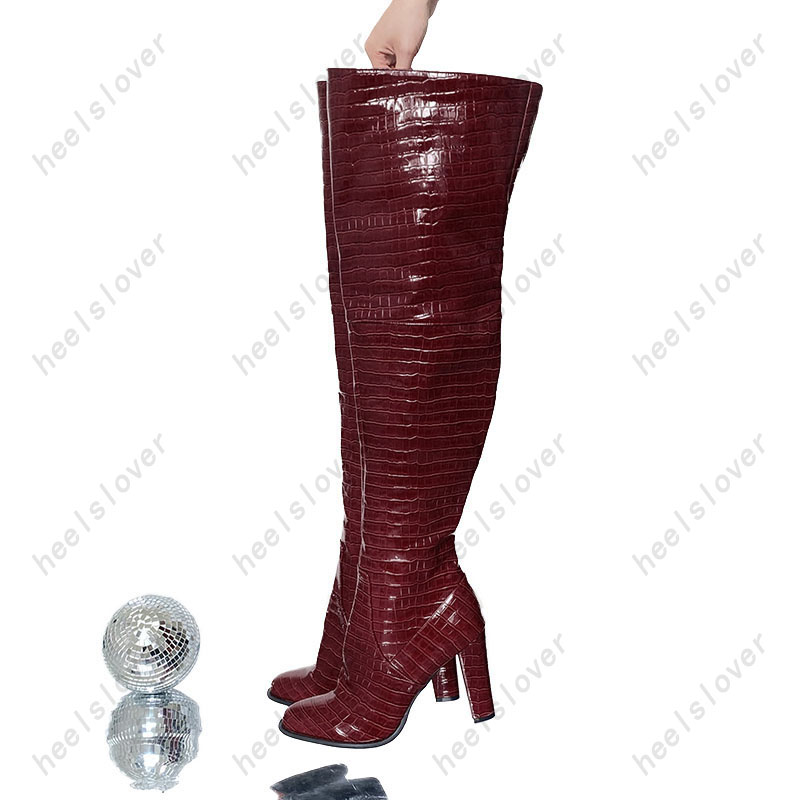 Women Handmade Winter Thigh Bo - Women'S Shoes Burgundy review and price