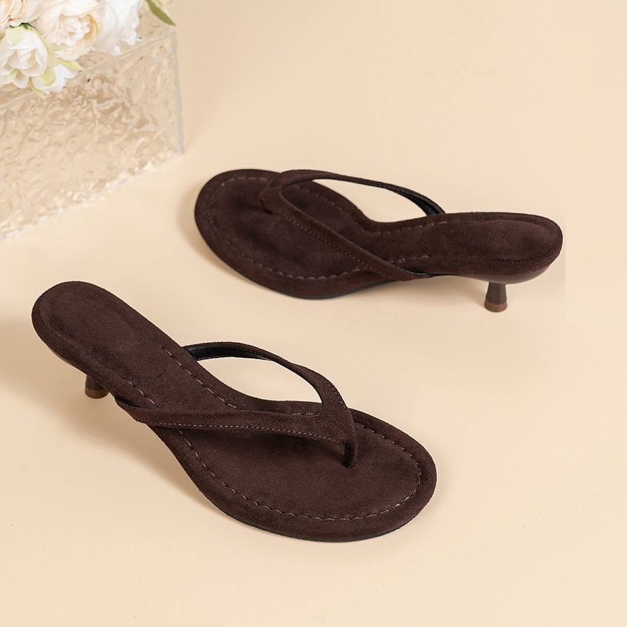 New Faux Suede Heeled Thong Sa - Women'S Shoes Popular review and price