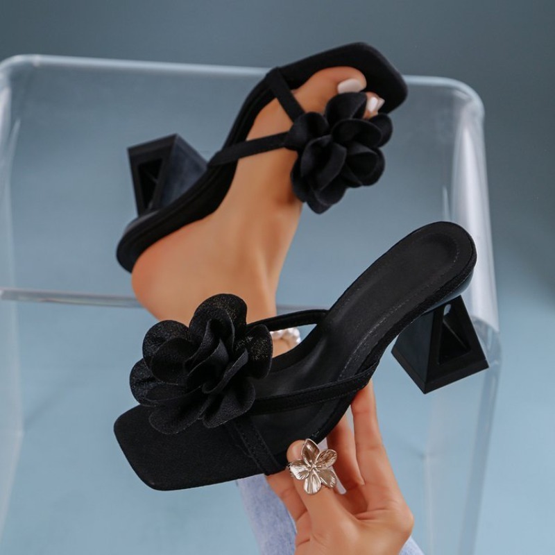 Womens 3D Flower Decor Sandals - Square Toe Mule review and price