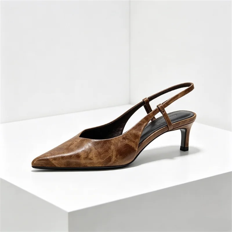Retro Brown Kitten Heel Design - Women Shoes Brown Colour review and price