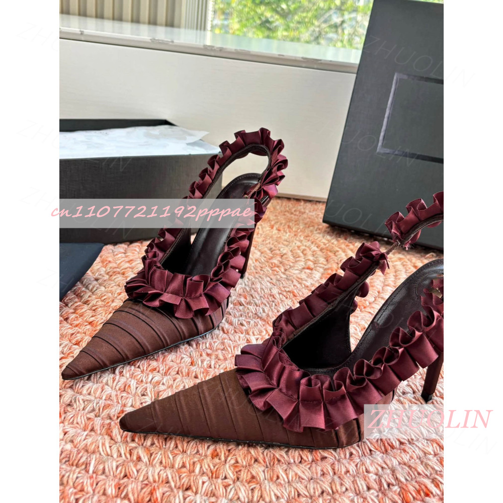 Slingback Heels Burgundy Pleat - Women'S Shoes Burgundy review and price